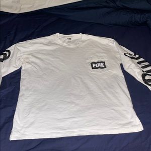 Oversized love pink longsleeve shirt white